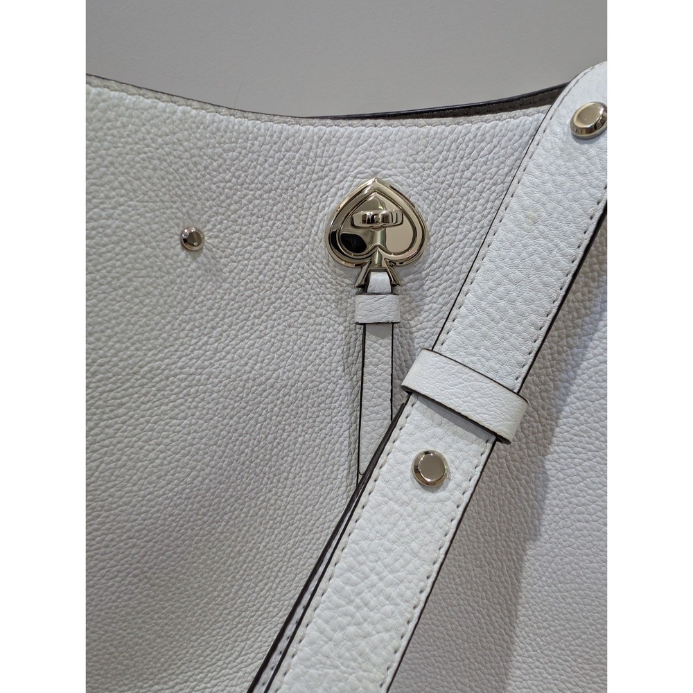 Kate Spade New York Marti Small White Leather Bucket Shoulder Bag Satchel Purse - Picture 2 of 12